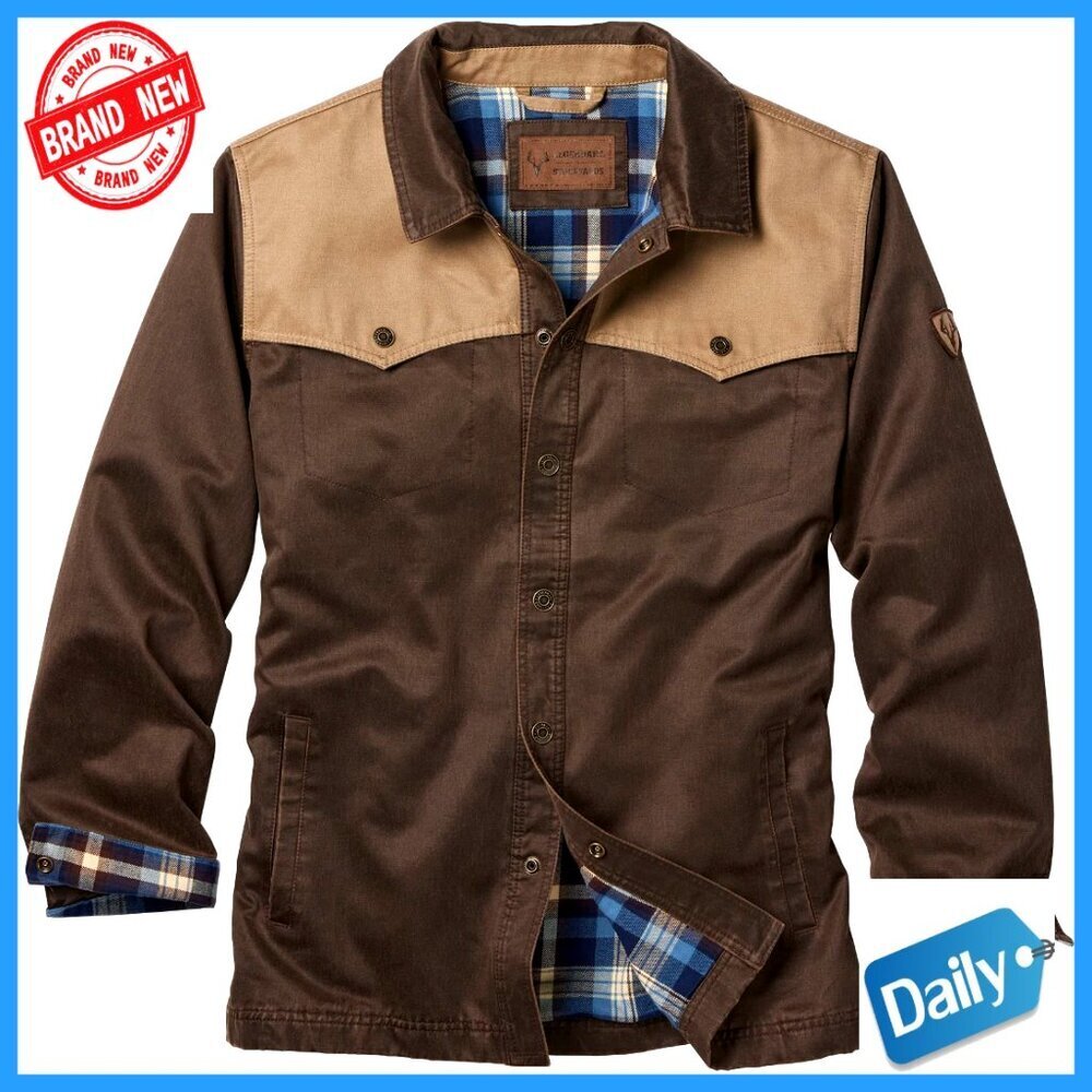 Waxed Canvas Shirt Jacket Western Style Snap Front Lightweight Menswear